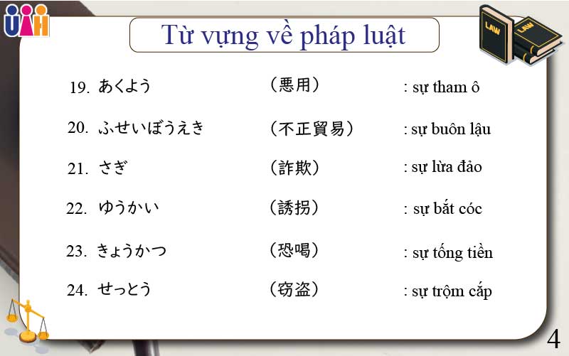 Từ vựng tiếng Nhật về pháp luật