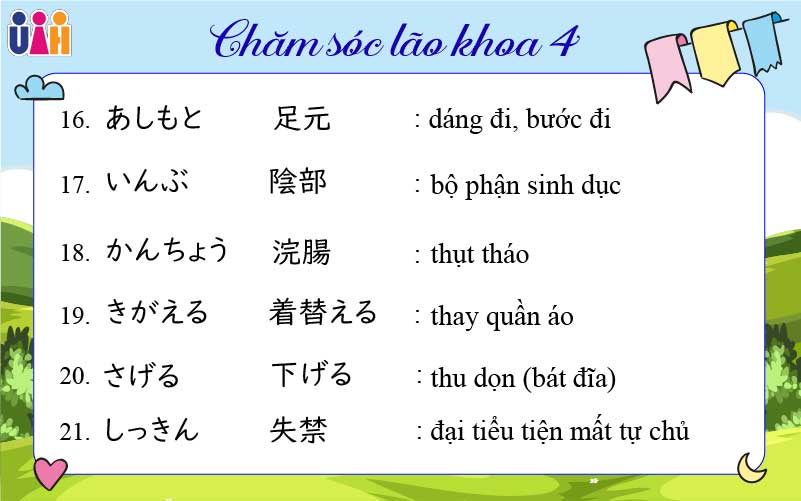 Từ vựng Chăm sóc Lão khoa