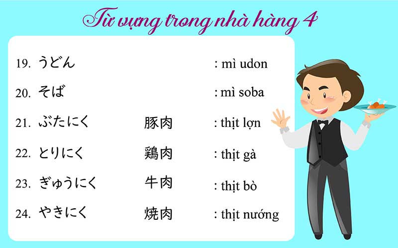 Từ vựng trong nhà hàng