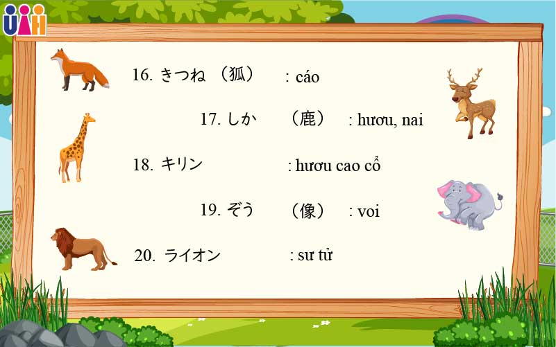 Từ vựng tiếng nhật về động vật