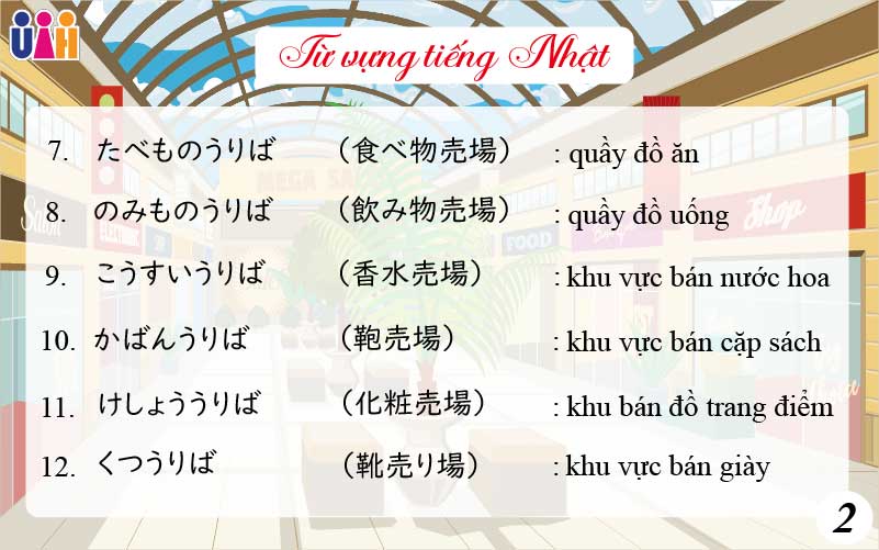 Từ vựng tiếng nhật chủ đề mua sắm