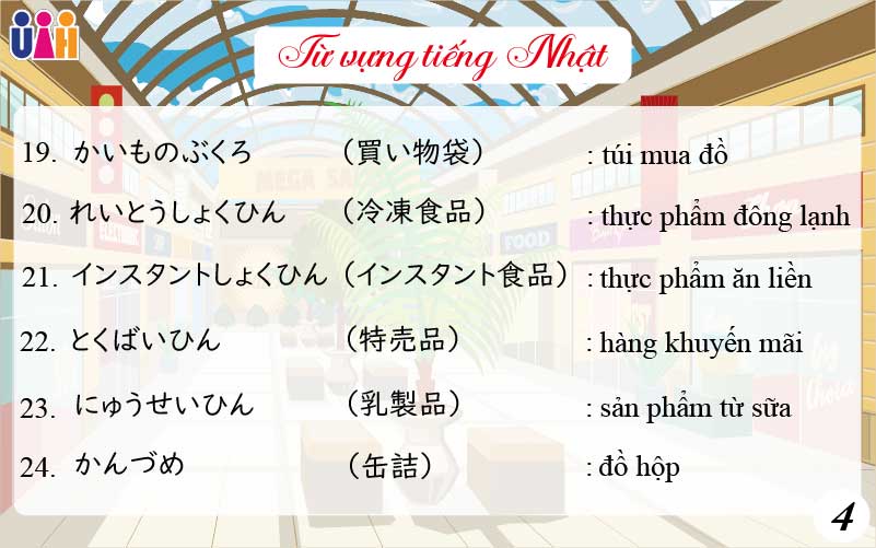 Từ vựng tiếng nhật chủ đề mua sắm